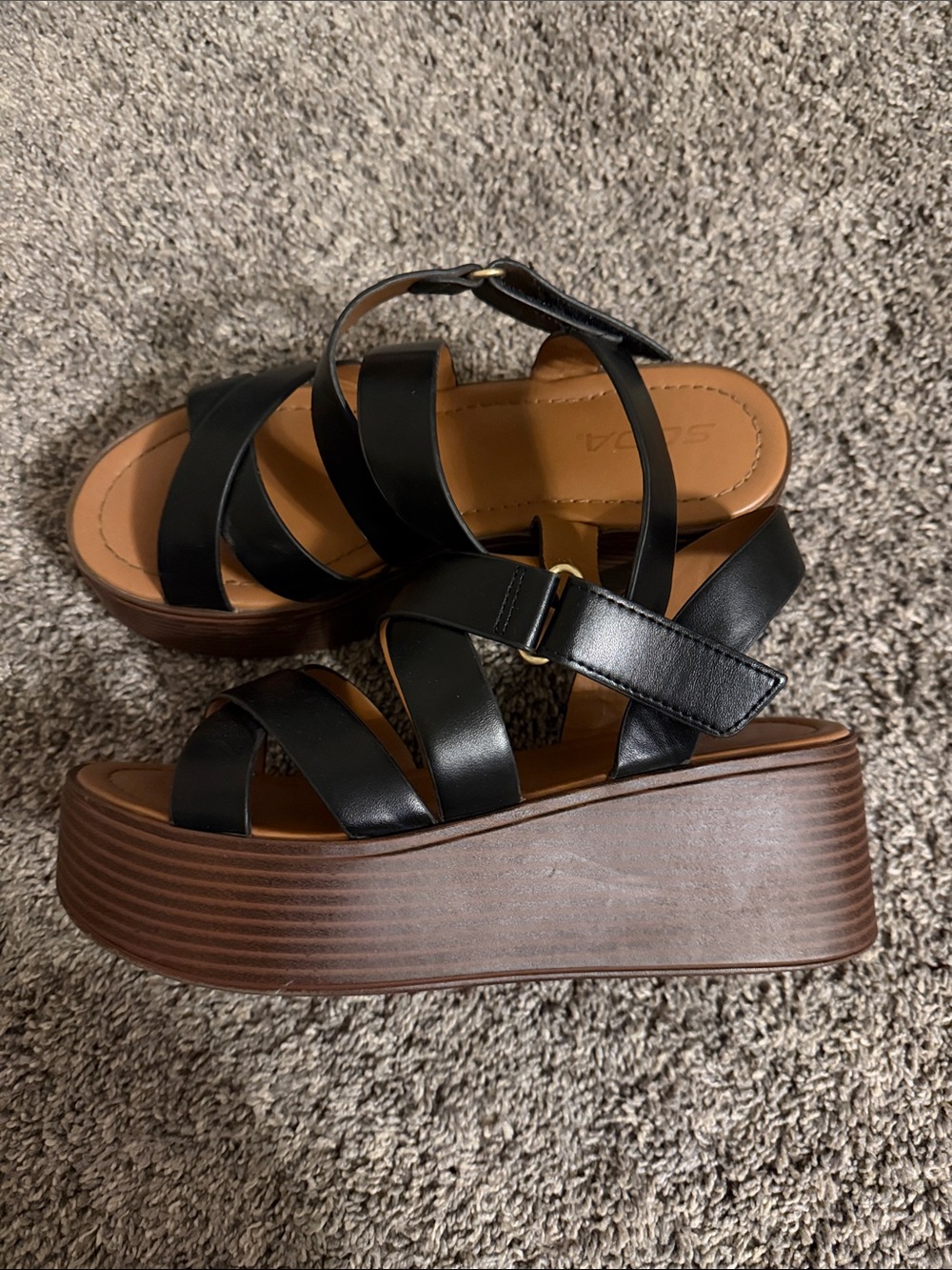 Black Platform Strappy Sandals